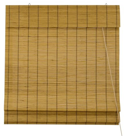 Victoria M. Bambus Raffrollo Sonnenschutz Sichtschutz Rollo Seitenzugrollo, für Fenster und Türen, Blickdicht, 150 x 160 cm, Braun
