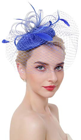 Ulalaza Fascinators Femmes Chapeau Pince à Cheveux Plume Mariage Cocktail de Mariage Chapeau Derby église Banquet pour Les Filles