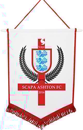 Personalised Football Pennant Printed With Your Club Badge 18 x 25cm (Red 18cm x 25cm)