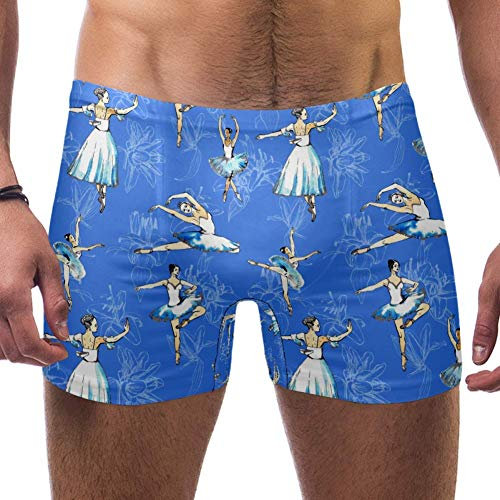 Lorvies Ballerina-/Ballett-Tänzerinnen und Aquarell, weiße Lilien, Herren-Badeanzug, kurze und quadratische Beine, Größe S Gr. XXL, multi