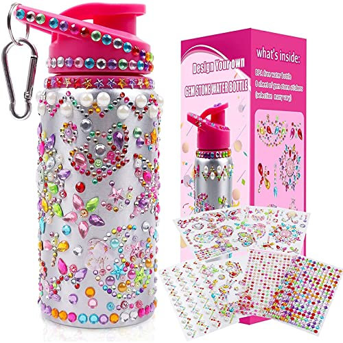DigHealth Decorate Your Own Water Bottle for Girls with Stickers, 500 ML DIY BPA Free Aluminum Drinking Water Bottle Craft Kit for Girl