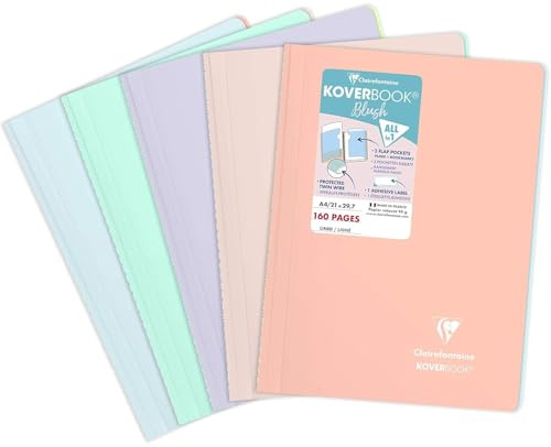 Clairefontaine 376781C One Koverbook Blush Spiral Notebook - A4 21x29,7 cm - 160 Ruled Pages - White Paper 90 g - Opaque Polypro Wrapping Cover - Random Colour