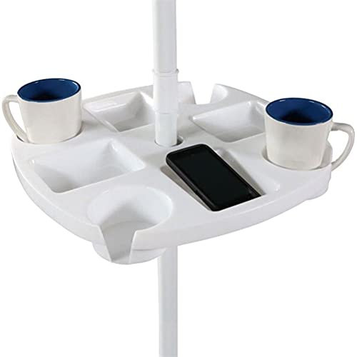 WINBST Vassoio da tavolo per ombrellone, tavolo rotondo cavo con 4 portabicchieri per birra, snack, bicchieri per spiaggia e ombrelloni, 43,2 x 43,2 x 5,1 cm