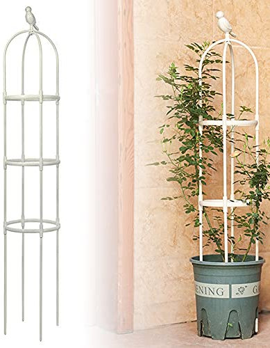 Anothera Rankgitter für Kletterpflanzen 1,8 m Außenturm Obelisk Garten Rankgitter Hohe Topfpflanzen Stützblumen (Weiß)