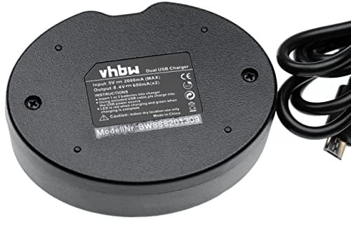 vhbw Dual USB Battery Charger compatible with Hitachi VM-H650, VM-H660, VM-H660E, VM-H70, VM-H71, VM-H755 Camera Batteries - Cradle