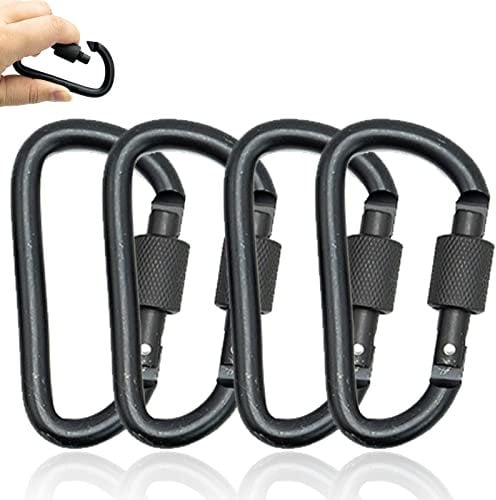 SZXMDKH 4Pcs Locking Carabiner Clips, D-Ring Carabiners with Screw Lock, Duty Aluminum Alloy Locking Key Chain Carabiner Clip Hook for Camping Hiking