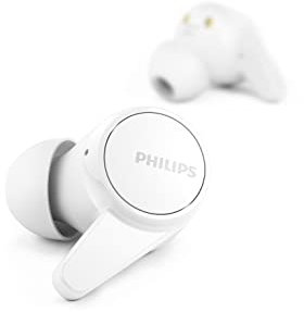 PHILIPS T1207 True Wireless Headphones with Up to 18 Hours Playtime and IPX4 Water Resistance, White