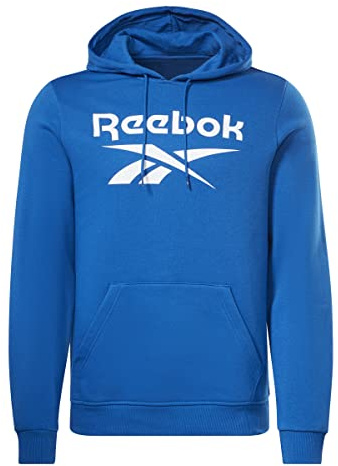 Reebok Men's Identity Fleece Stacked Logo Pullover Long Sleeve Graphic Sweatshirt, Vector Blue, S