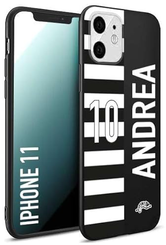 CUSTOMIZZA - Custodia cover nera morbida in tpu compatibile per iPhone 11 personalizzata calcio football nome e numero calciatori bianconera
