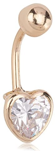NKlaus Bauchnabelpiercing Herz, 333 Gelbgold, Zirkonia Weiß, 1 Stück | 9–10mm groß; Bananenform; 1,15mm dick