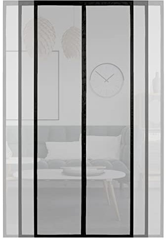 ARCOL Zanzariera Magnetica per porte Regolabile in Larghezza - Tenda Zanzariera Porta Finestra con Fettucce a Strappo, Zanzariera magnetica porta finestra accorciabile (155x250 cm, Nero)