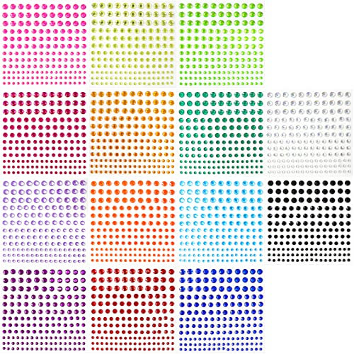 Sularpek 2300+Stück Glitzersteine Selbstklebend,14 Blätter Glitzersteine Gesicht, Strasssteine Selbstklebend,Glitzer Basteln Diamanten für Gesichts-Make-Up Fingernagel Dekorationen Und Urlaubszubehör