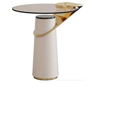 SERUMY Couchtisch Runder Beistelltisch Moderner Edelstahl Wohnzimmer Glas Arbeitsplatte Dekoration Couchtisch Schlafzimmer Nachttisch Home Corner Beistelltisch Beistelltisch