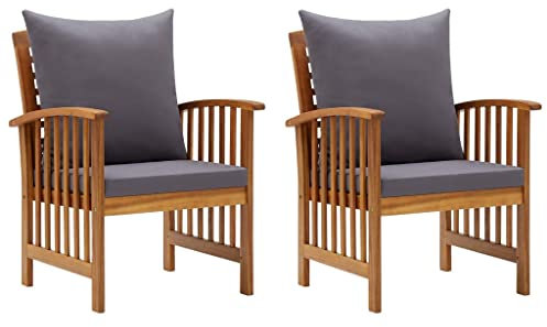 homiuse 59x67x83 cm Gartenstühle mit Kissen 2 STK. Akazie Massivholz Balkonmöbel Loungesessel Holzstuhl Armlehnstuhl Balkon Stühle Perfekte Ergänzung für Garten Terrasse Langlebig & Komfortabel