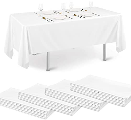 eqivei 20 Packs Nappes Blanches Jetable, Nappe Blanche Rectangulaire Imperméable, Nappes Intissées, Nappes Jetables, Nappe de Table pour fête d'anniversaire, Banquet, Pique-Nique, 150 x 240cm