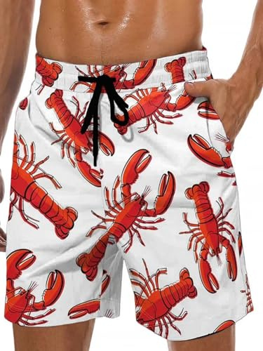 Men's Hawaiian Swimming Trunks with Mesh Lining and Pockets, XL