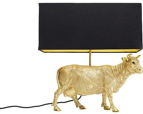 Kare Design Tischlampe Cow Gold, Tischleuchte, Kuh Motiv, Desk Lamp, Deko Lampe, Leuchte für Wohnzimmer, Schlafzimmer, kein Leuchtmittel inklusive, 52x46x18 cm (H/B/T)