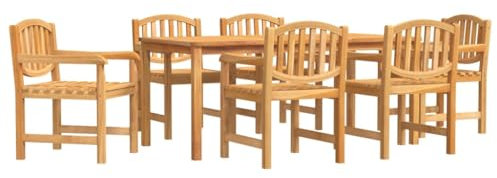 vidaXL Garten Essgruppe 7-TLG., Gartenmöbel Set Tisch 6 Stühle, Sitzgruppe für Garten Terrasse, Gartengarnitur Gartenset, Massivholz Teak