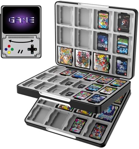 TiMOVO 60 Game Card Case for Switch OLED/Switch/3DS/2DS, 60 Slots Switch Game Holder Cartridge for 24 3DS/3DSXL/DS/DSi Cards & 60 Switch & 36 SD Cards, 3 in 1 Portable Game Storage Case, Gray Games