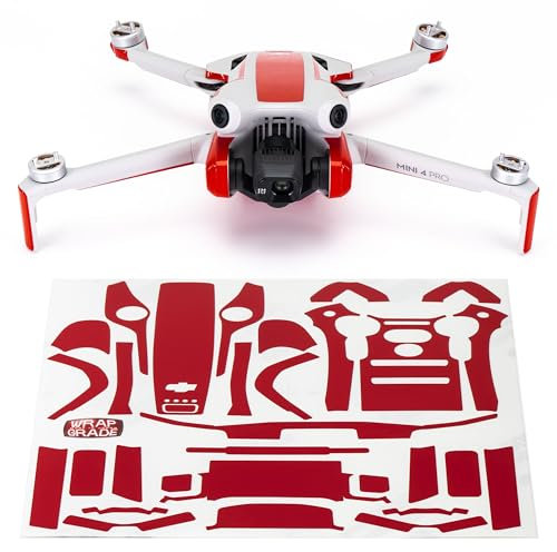 WRAPGRADE Skin Kompatibel mit DJI Mini 4 Pro | Accent Color (Super Red)