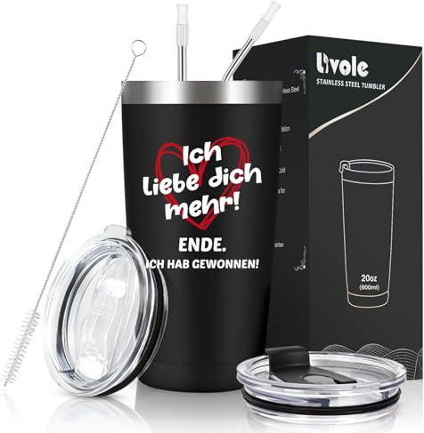 Livole Lustige Tasse Valentinstag für Männer, Ihn, Ehemann, Freund, Mann, Geschenk Mann Valentinstag, Valentinsgeschenk für Ihn - Ich Liebe Dich Mehr! ENDE. ICH HAB GEWONNEN! - 350ml to go Becher