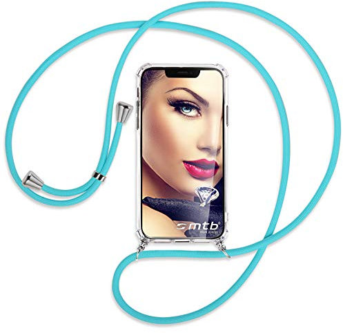 mtb more energy® Handykette kompatibel mit Xiaomi 14 Pro - türkis - Smartphone Hülle zum Umhängen - Anti Shock Full TPU Case