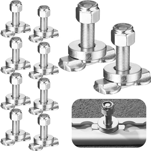 Tandefio 10 Pcs L Track Double Lug Threaded Stud Nut Fitting Tie Down Bearing 5500 LBS Using with L Track Rail to Create Heavy Duty Bolt Down Anchor Points for Trailer Truck Bed Cargo Control (Silver)