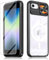Handyhülle für iPhone SE 8 7 Hülle mit Schutzfolie, Kameraschutz Magnetkraft Schutzhülle Phone SE 2022 Dünn Transparent Clear Hard Stoßfest Bumper Case für iPhone SE Magnetisch Panzerhülle (Schwarz)