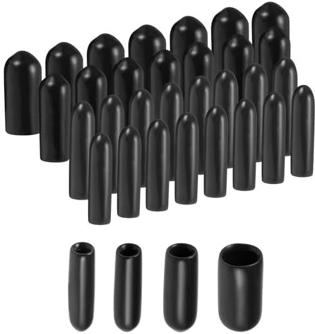 QUARKZMAN 40 Tapones de Goma Redondos 2mm 3mm 4mm 6mm Cubierta de Vinilo Negro Protectores de Rosca de Tornillo Kit de Surtido