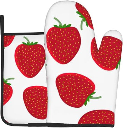 Wurton Topflappen-Set mit Erdbeer-Aufdruck, 18 x 28 cm, Küchenutensilien, Kochen, Backen, Grillen, Mikrowelle, MC700