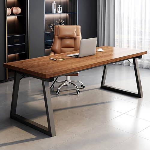 Bureau d'ordinateur de jeu en bois massif pour bureau à domicile, poste de travail exécutif industriel avec pieds en métal, table d'ordinateur moderne pour écrire et jouer