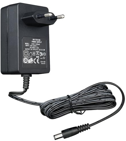 24V 1A/1000mA 1,8M Netzteiladapter, AC 100-240V auf DC 24V 1A 24W Schaltadapter 5,5x2,1mm Wandstecker für LED-Streifenlicht, Diffusor-Luftbefeuchter, Massagepistole und mehr, CE-Zertifiziert