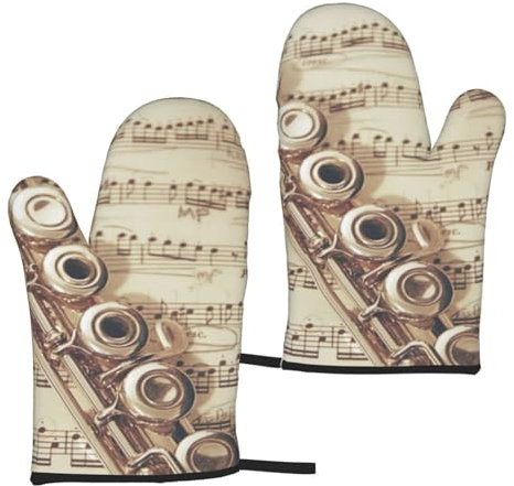 Flötenmusik, Ofenhandschuhe, rutschfeste Kochhandschuhe, hitzebeständige Backhandschuhe, EIN Paar