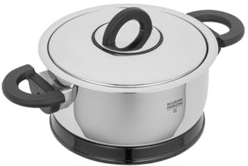 Kuhn Rikon DUROTHERM® PRO Black Servierkasserolle 1.0 L · Ø 14 cm, Kochtopf mit Thermountersetzer, warmhalten, Thermo-Funktion mit Untersetzer