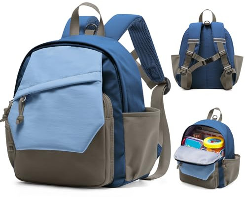 kibachev Kinderrucksack Mit Brustgurt Mädchen, Kindergarten Rucksack 8/10l, Kinder schulrucksack 2-3 Jahre, Kita Rucksack, Rucksacks Kleinkind Blau Khaki