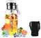 Bouteille en verre - 1 litre, 750 ml/1,5 l, avec paille et couvercle, gourde en verre avec housse en néoprène et infuseur en acier inoxydable - Pour le sport, le bureau, l'école et l'extérieur - 750