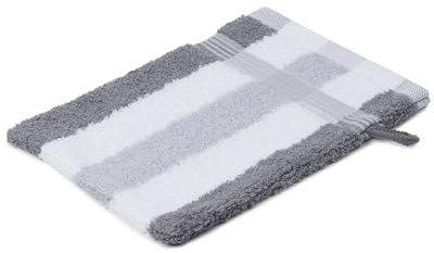 liebling Waschhandschuh, 100% hochwertige Baumwolle, Serie Miami, 17 x 24 cm, waschbar & trocknergeeignet, Farbe: anthrazit/weiß/Silber