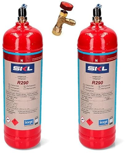 REPORSHOP - 2 Botellas Gas Refrigerante R290 + Valvula 370Gr Propano Freeze Organico
