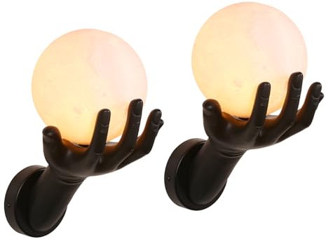 LIGKIN 2pcs Wandleuchte Kreative Wandlampe in Handform Moderne LED-Wandleuchte mit G9 Glühbirne Wandleuchte aus Gips Wandbeleuchtung Deko für Schlafzimmer Loft Flur, Schwarz