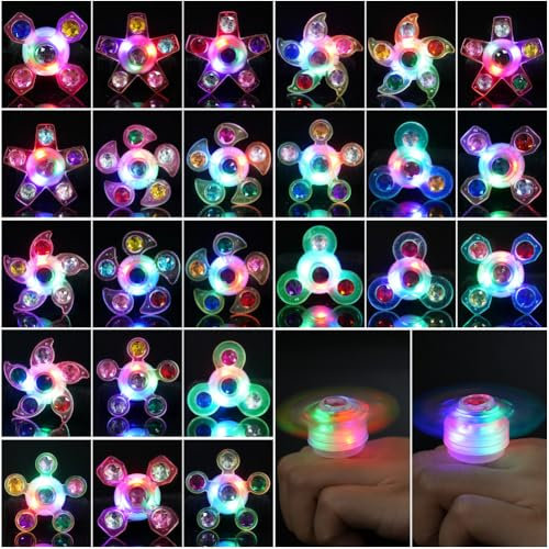HOTUT Blinkende Ringe, 24 Stück LED Leucht Fidget Spinner Ringe, im Dunkeln leuchtende Leuchtringe, Party Spielzeug für Kinder und Erwachsene, Gastgeschenke Kindergeburtstag Halloween Karneval