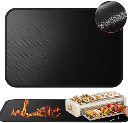 Hitzebeständige Unterlage, Hitzebeständige Matte, 70x 50cm Feuerfeste Unterlage Kaffeemaschine Matte für Luftfritteuse, Küchenarbeitsplatten Tischplatte, Hitzeschutzplatte, Mikrowellen, Toaster