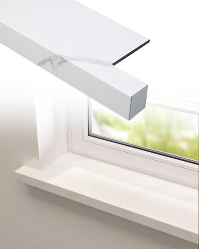 Fensterbank Fensterbankabdeckung aus Weißem Marmor, Zuschneidbarer Fensterbankkantenschutz, Individuelle Balkonschutzplattenummantelung für Hausfenster, Einfach zu Montieren(60x15cm (23.6x5.9))