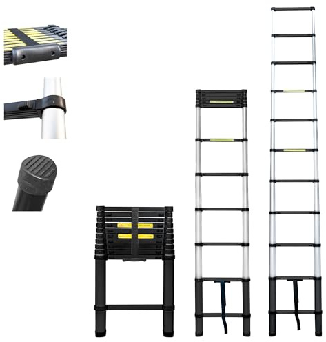HOSTRÖM teleskopstege 3,2 m TELESCOO11, aluminium, hopfällbar, utdragbar, max. arbetshöjd 4,1 m, EN131-standard, 5 års garanti.