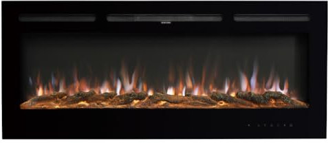 Warmiehomy Electric Fire 50inch/127cm Media Wall Fireplace Wall Mounted/Recessed Electric Fireplace with 9 Colors LED Flame Effect, Remote Control & Overheat Protection