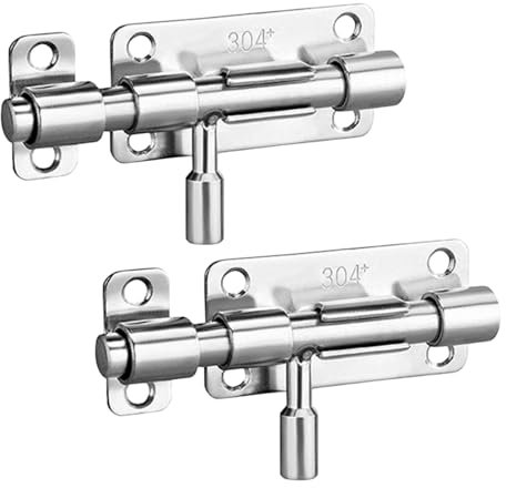 2 Stück Edelstahl Schieberiegel Türriegel - Kleiner Schiebeschloss Bolzenriegel, Verschluss Riegel Tür, Sicherheitstürriegel, Schiebeschlösser, Türriegel Außen für Schuppen