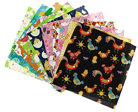 DIYEAH 10stücke Teiliges Baumwollstoff-Set Mit Ostermotiven Für Bastelarbeiten Für Patchwork Dekoration Und Kreative Projekte Osterhasen Und Eierdesign