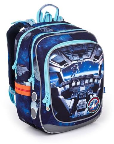 TOPGAL ENDY Schulrucksack ab der 1. Klasse (ca. 110 cm), ergonomisch & leicht, wasserabweisend, mit reflektierenden Elementen, 21 L Schulranzen mit Brustgurt & Rückenpolsterung (Weltall)