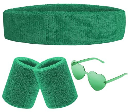 MLRUQRX Neon Schweißbänder Set Retro 80Er 90Er Outfit Vokuhila Zubehör Mit Armbänder Und Stirnband Kostüm Accessoire Für Damen Und Herren