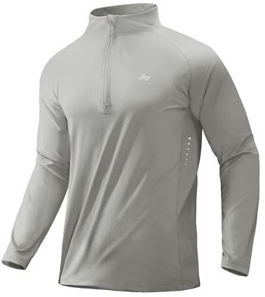 MIER Herren Langärmel T-Shirt Dry Fit Gym Shirts 1/4 Reißverschluss Lauftops UPF 50 + atmungsaktives Training Athletische Sportarten