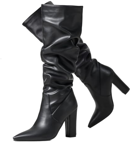 Ceciloroda DaHerren Knee Hohe Stiefel Slouchy Ruched Wide Calf Fall Schuhe